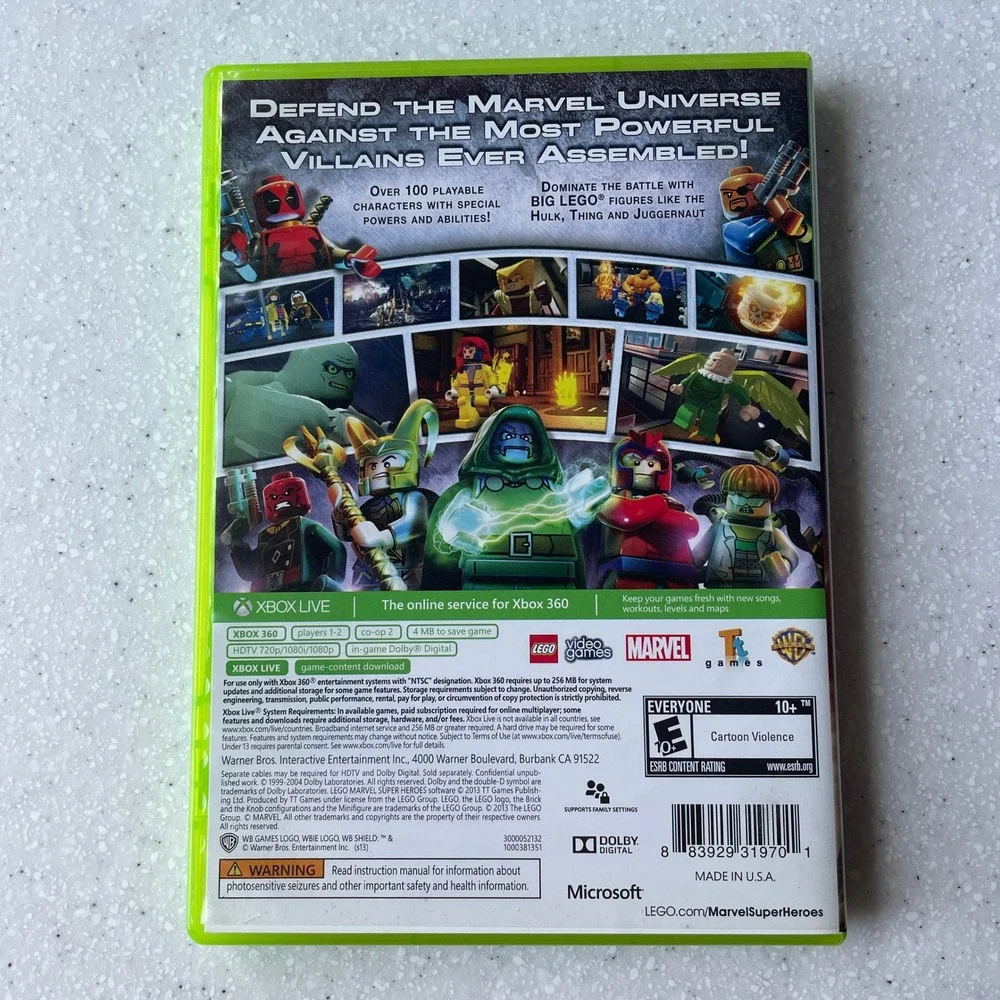LEGO Marvel Super Heroes Xbox 360 Game Physical Disc with Manual CIB